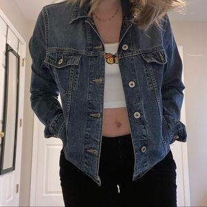 Mavi Kathy Denim Sun Faded Trucker Cropped Jean Jacket, Size Medium